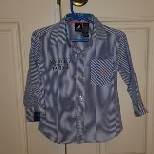 Gently used 2t blue and white Nautica shirt